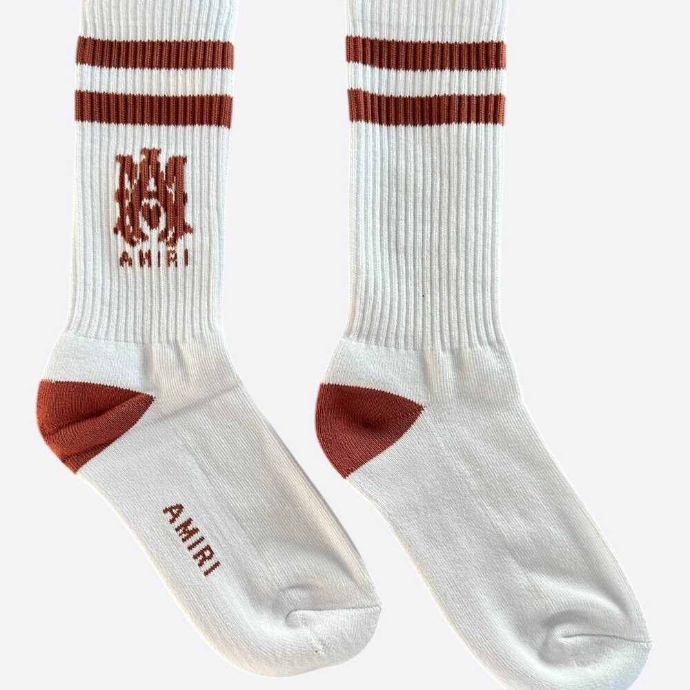 Amiri White & Red MA Logo Socks